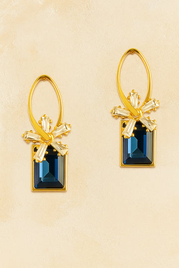 Gold-Plated Blue Stone Earrings