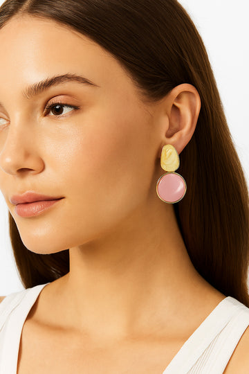 Gold-Tone Dual Stone Drop Earrings
