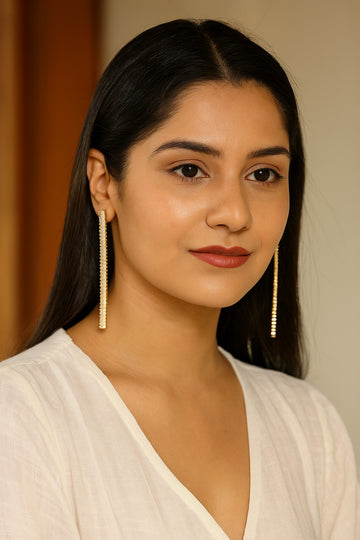 Gold-Tone Crystal Bar Drop Earrings