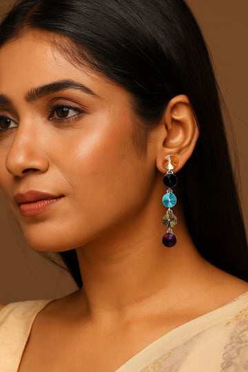 Jewelz Silver-Plated Multi-Gemstone Statement Earrings