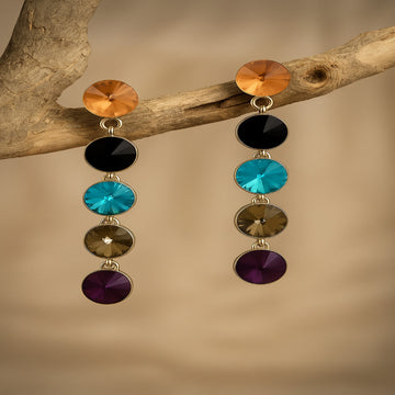 Jewelz Silver-Plated Multi-Gemstone Statement Earrings