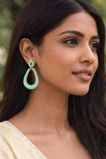 Jewelz Gold-Tone Mint Green Teardrop Earrings