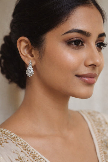 Jewelz Silver-Tone Crystal Cluster Stud Earrings