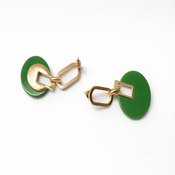Gold-Toned Green Statement Drop Earrings