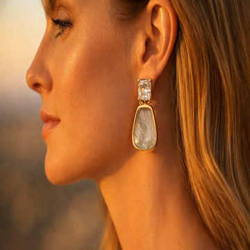 Gold-Toned Silver Textured Drop Earrings