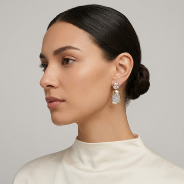 Gold-Toned Silver Textured Drop Earrings