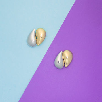 Glossy Dual-Tone Teardrop Studs
