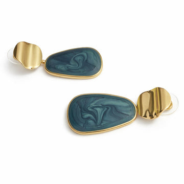 Jewelz Gold-Tone Teal Stone Drop Earrings