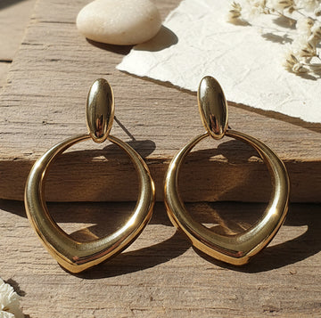 Minimal Gold Hoop Drop Earrings