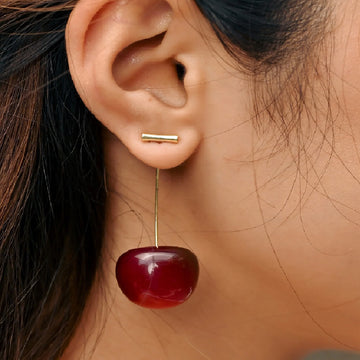 Red Cherry Drop Earrings for Women & Girls