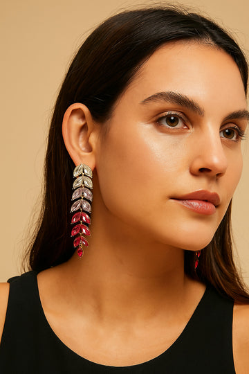 Gold-Plated Gradient Leaf Drop Earrings