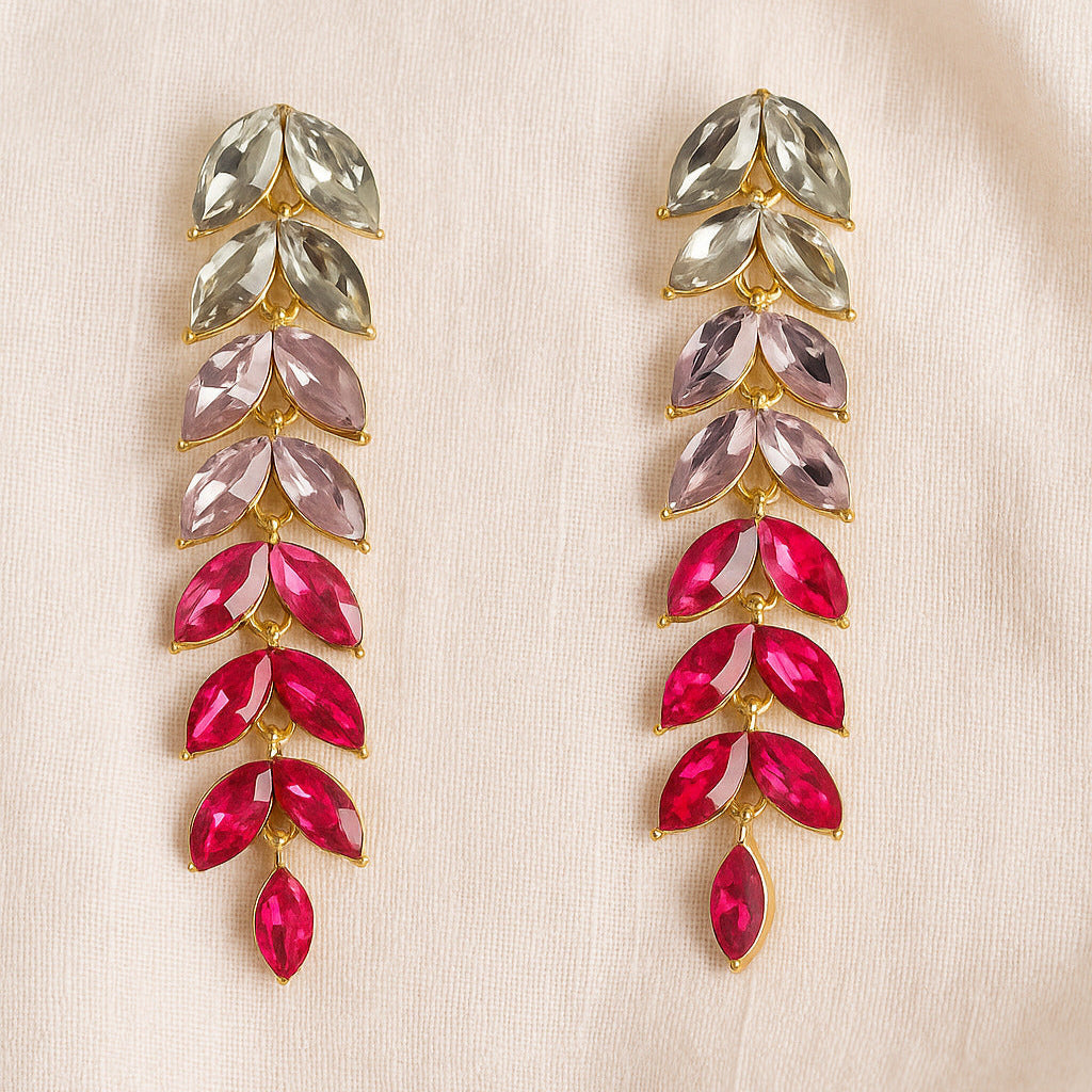 Gold-Plated Gradient Leaf Drop Earrings