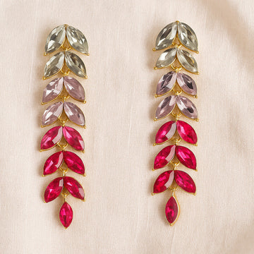 Gold-Plated Gradient Leaf Drop Earrings
