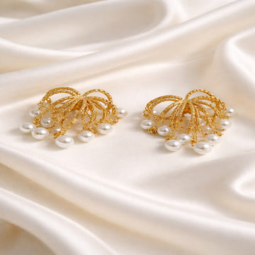 Gold Tassel Pearl Drop Earrings for Women