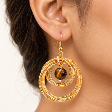 Jewelz Chic Gold-Tone Concentric Hoop & Stone Earrings