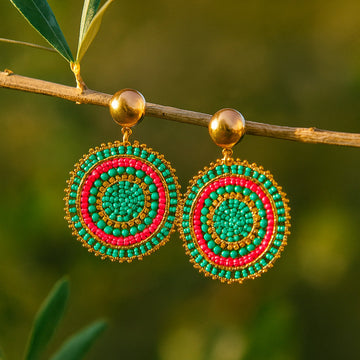 Jewelz Boho Style Multicolor Beaded Circle Earrings