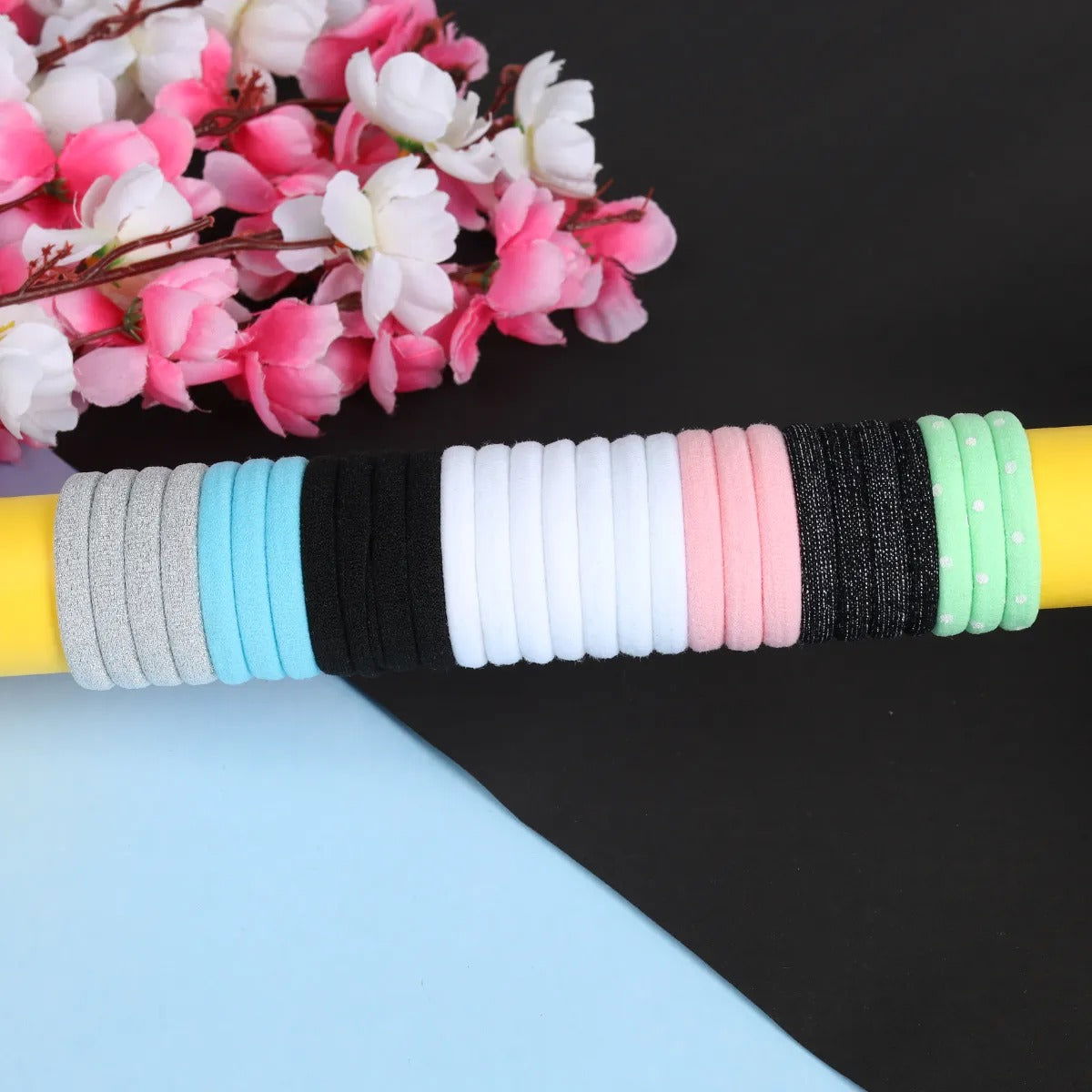 Jewelz Elastic Multi-Color Hair Rubber Bands, Polytail Holder-Strechable Bands For Kids and Women - Jewelz - 