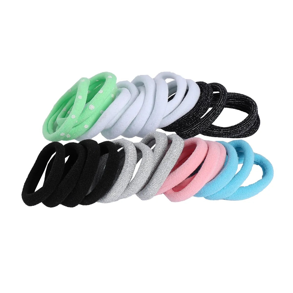 Jewelz Elastic Multi-Color Hair Rubber Bands, Polytail Holder-Strechable Bands For Kids and Women - Jewelz - 