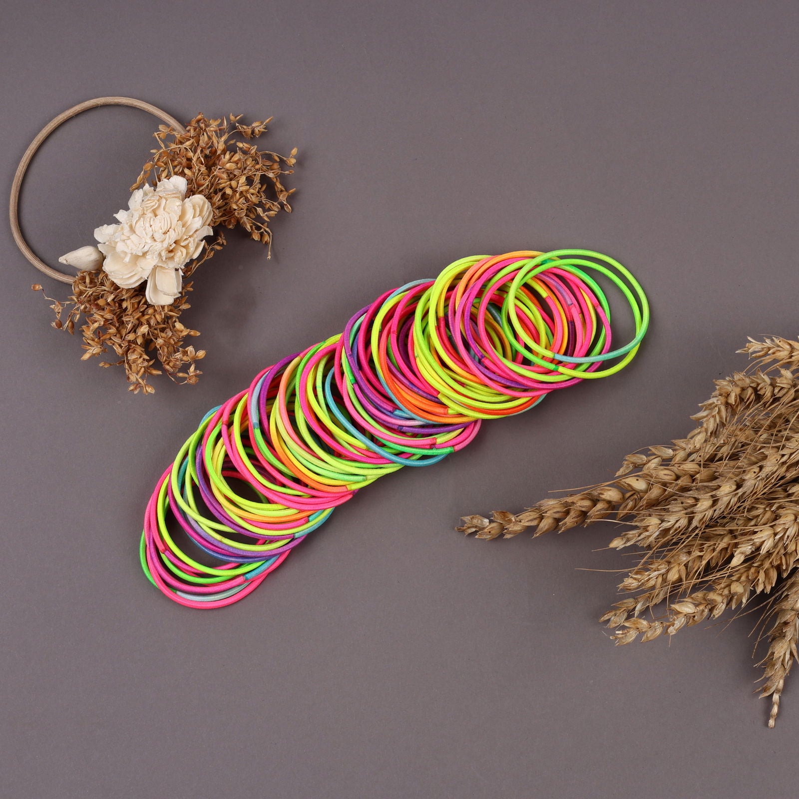 Elastic Cotton Hair Rubber Bands (Pack of 90)