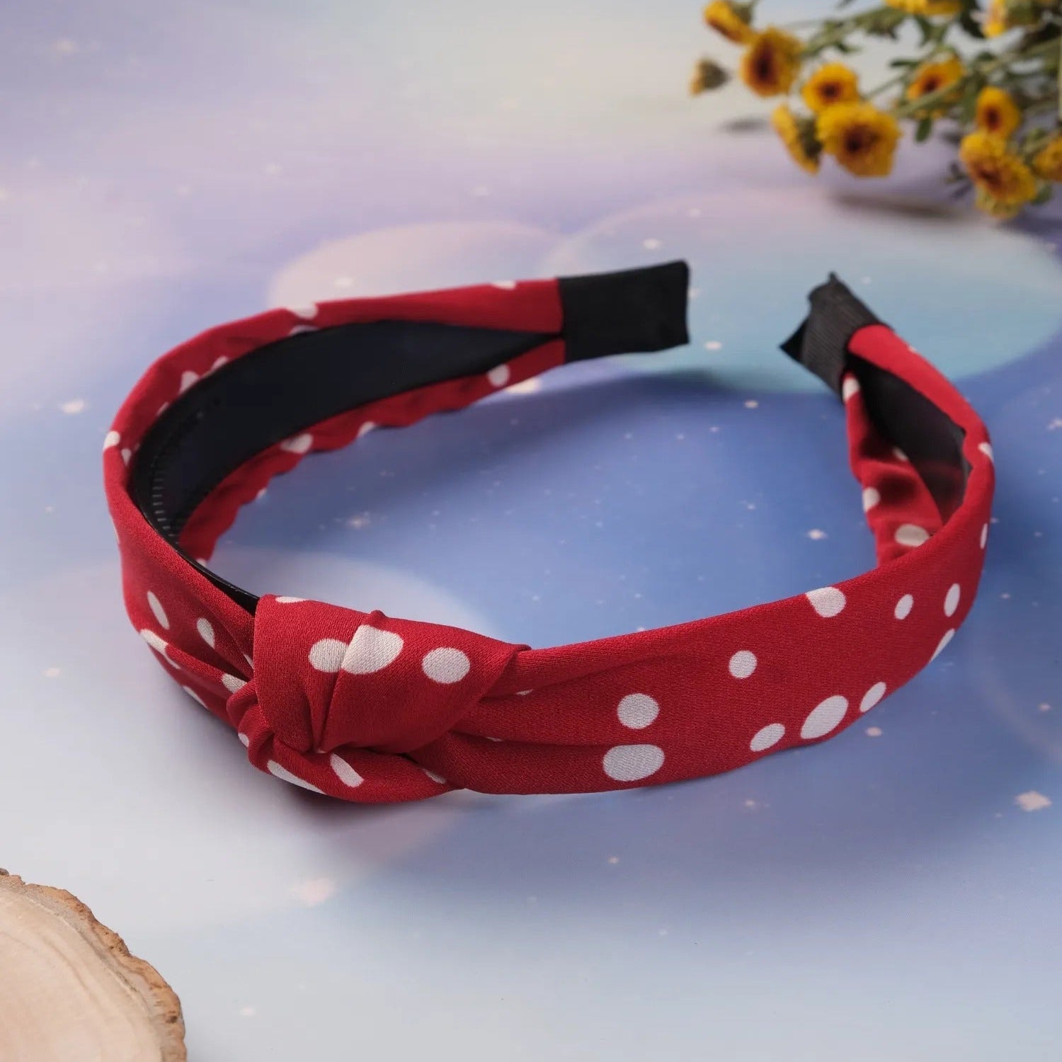 Jewelz Polka Dot Cloth Cross Knot Hair Hoop Hair band for Girls & Womens - Jewelz - 