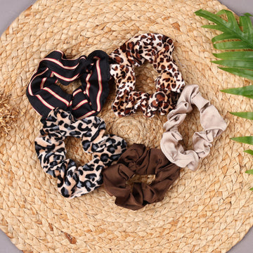 Premium Velvet & Silk Satin Scrunchies (Pack of 5)