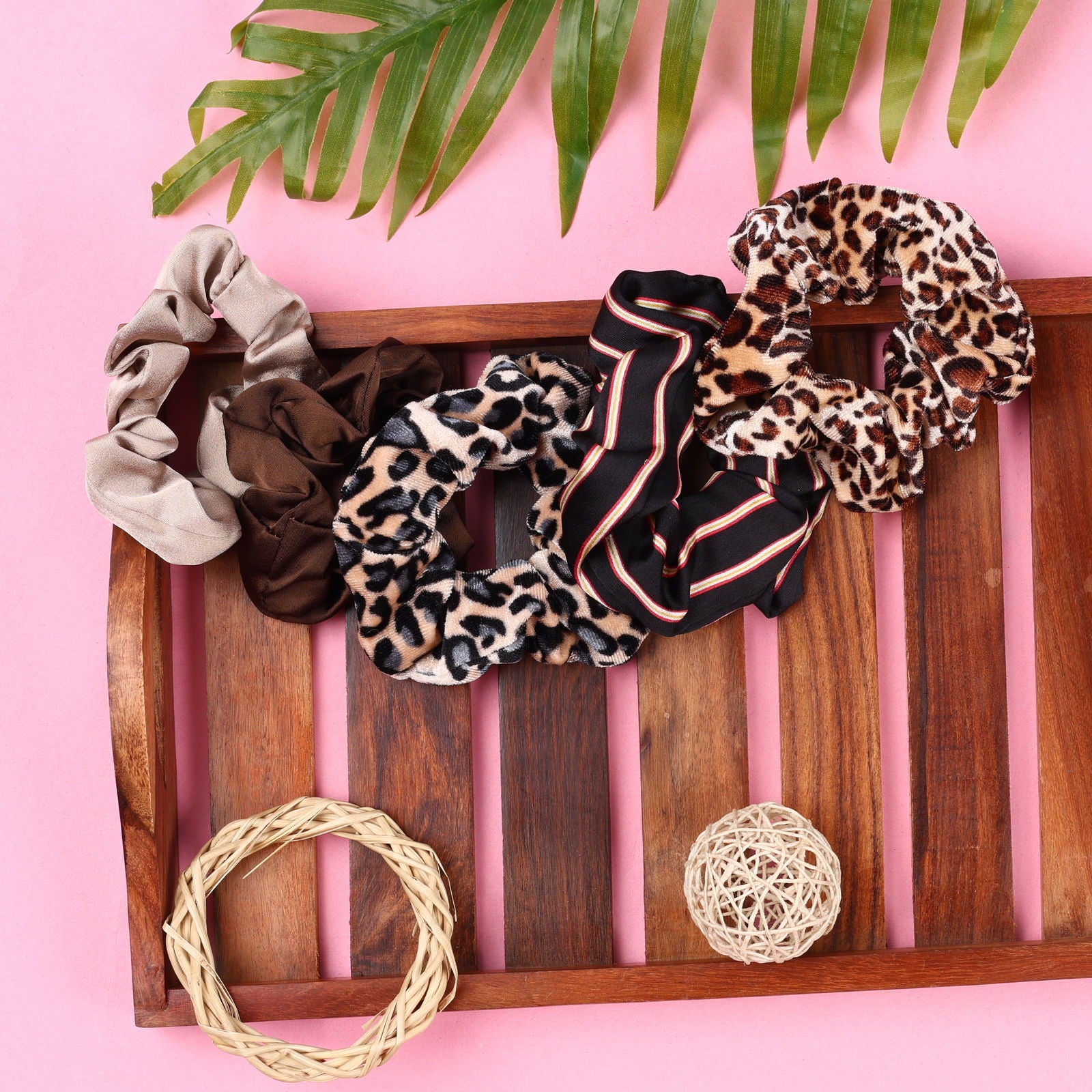 Jewelz Premium Velvet & Silk Satin Scrunchies (pack of 5) Rubber Band  (Multicolor) - Jewelz - 