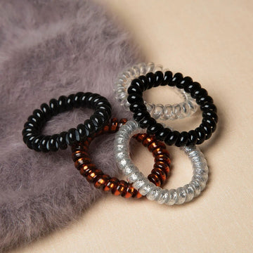 Spiral Hair Ties - Telephone Wire Rubber Bands | Pack of 5
