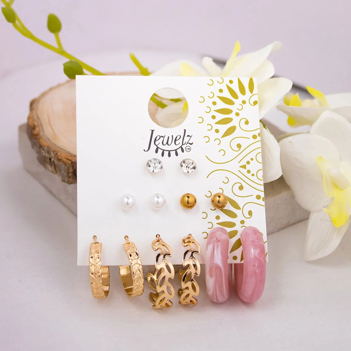 Jewelz premium collection 6 pairs combo earrings for girls and women - Jewelz - 