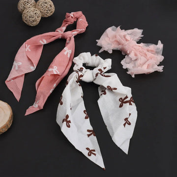 3 Pcs Large Chiffon Bow Barrettes