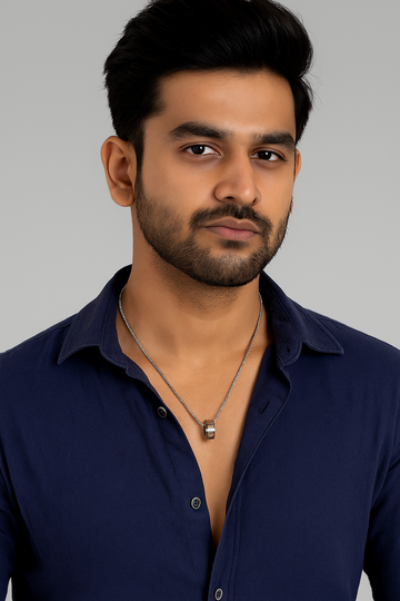 Silver Chain Necklace with Ring Pendant