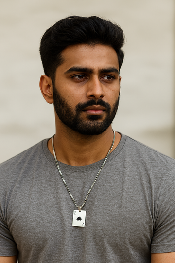 Silver Chain Necklace with Ace of Spades Pendant