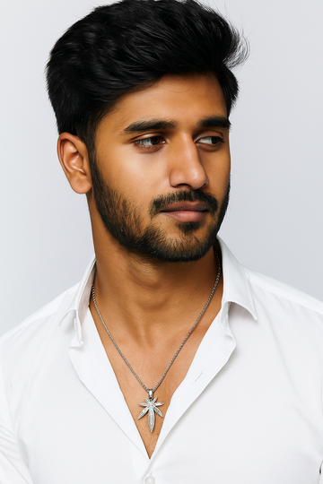 Silver Chain Necklace with Leaf Pendant