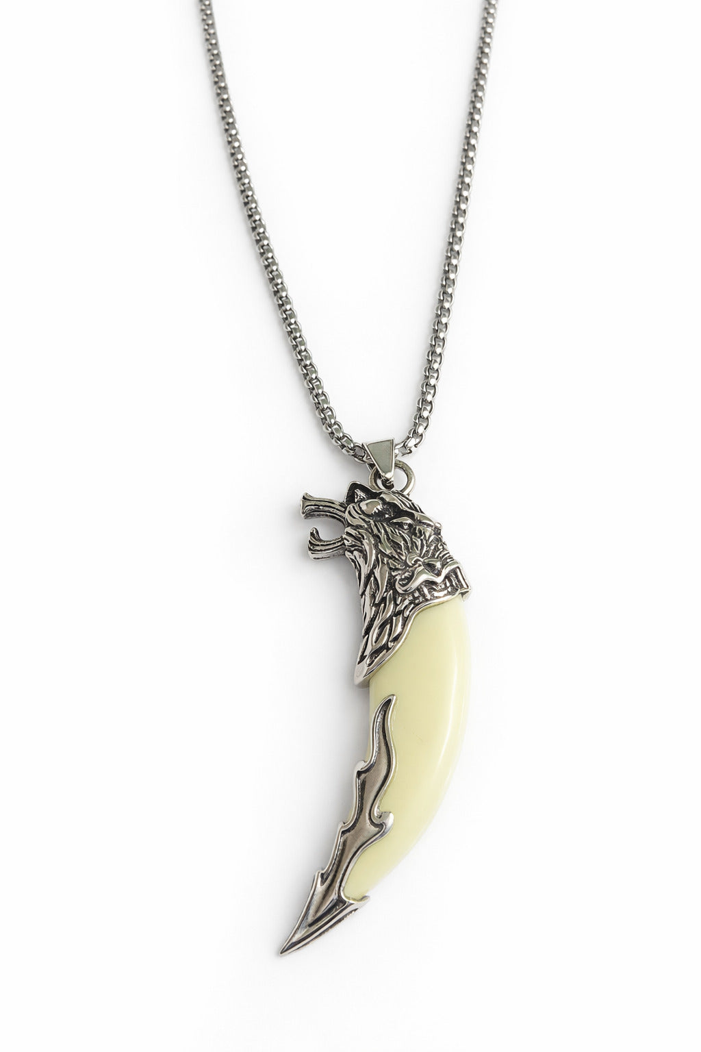 Necklace with a decorative pendant on a white background