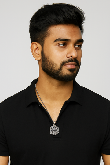 Silver Chain Necklace with Engraved Pendant