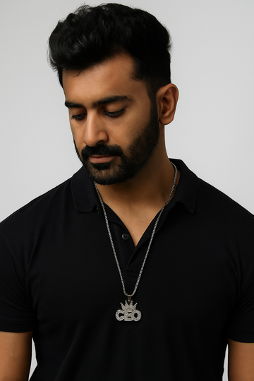 Silver Chain Necklace with Crown Pendant