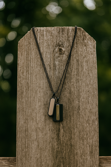 Black Chain Necklace with Dual Pendants