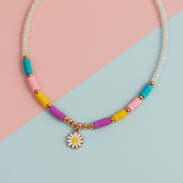 Jewelz Daisy Charm Beaded Necklace for Women & Girls