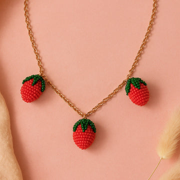 Jewelz Strawberry Charm Chain Necklace