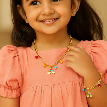 Jewelz Rainbow Pendant Necklace & Bracelet Set
