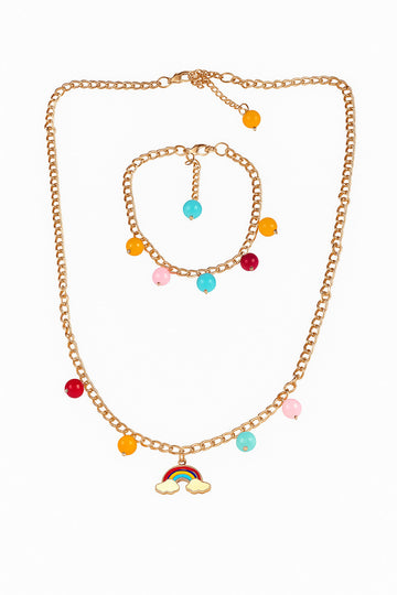 Jewelz Rainbow Pendant Necklace & Bracelet Set