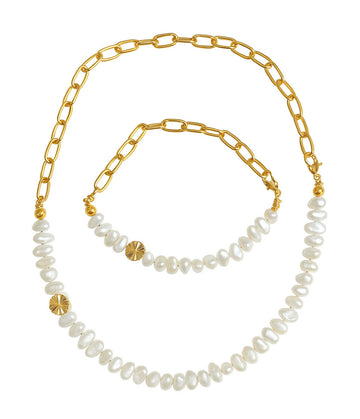Jewelz Baroque Pearl Necklace & Bracelet Set