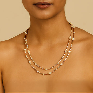 Jewelz Layered Pearl Tube Necklace for Women