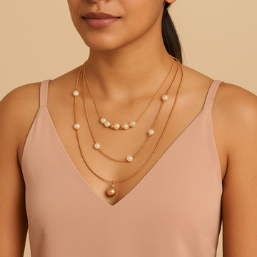 Jewelz Elegant Layered Pearl & Pendant Necklace
