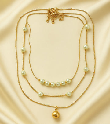 Jewelz Elegant Layered Pearl & Pendant Necklace