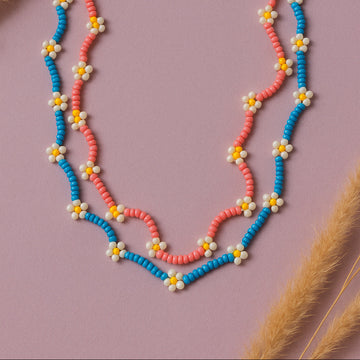 Jewelz Daisy Charm Multi-Layer Beaded Necklace