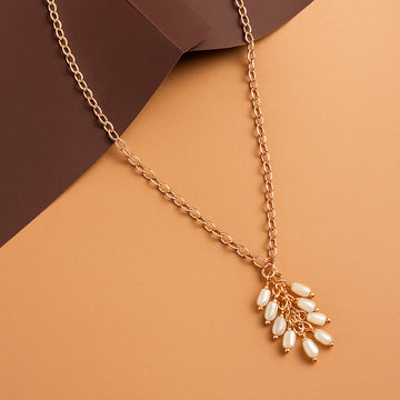 Jewelz Pearl Drop Charm Chain Necklace