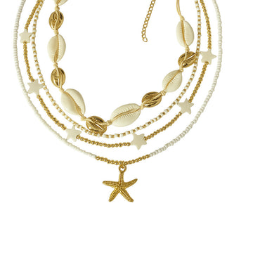 Jewelz Layered Shell & Starfish Necklace