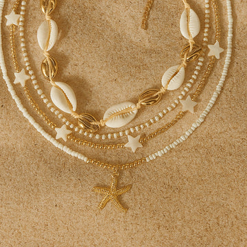 Jewelz Layered Shell & Starfish Necklace