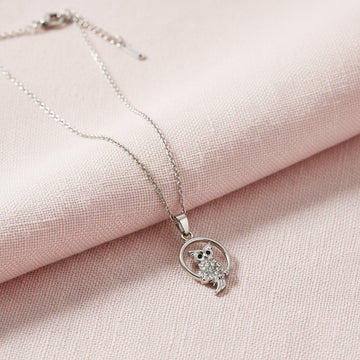 Detailed Silver Owl Necklace for Women