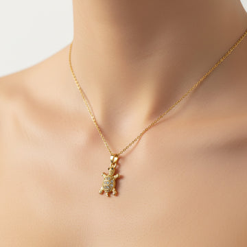 Gold Plated Tiny Turtle Pendant Necklace